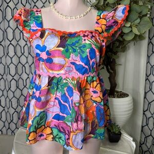 THML SMALL Colorful Floral Women's Top